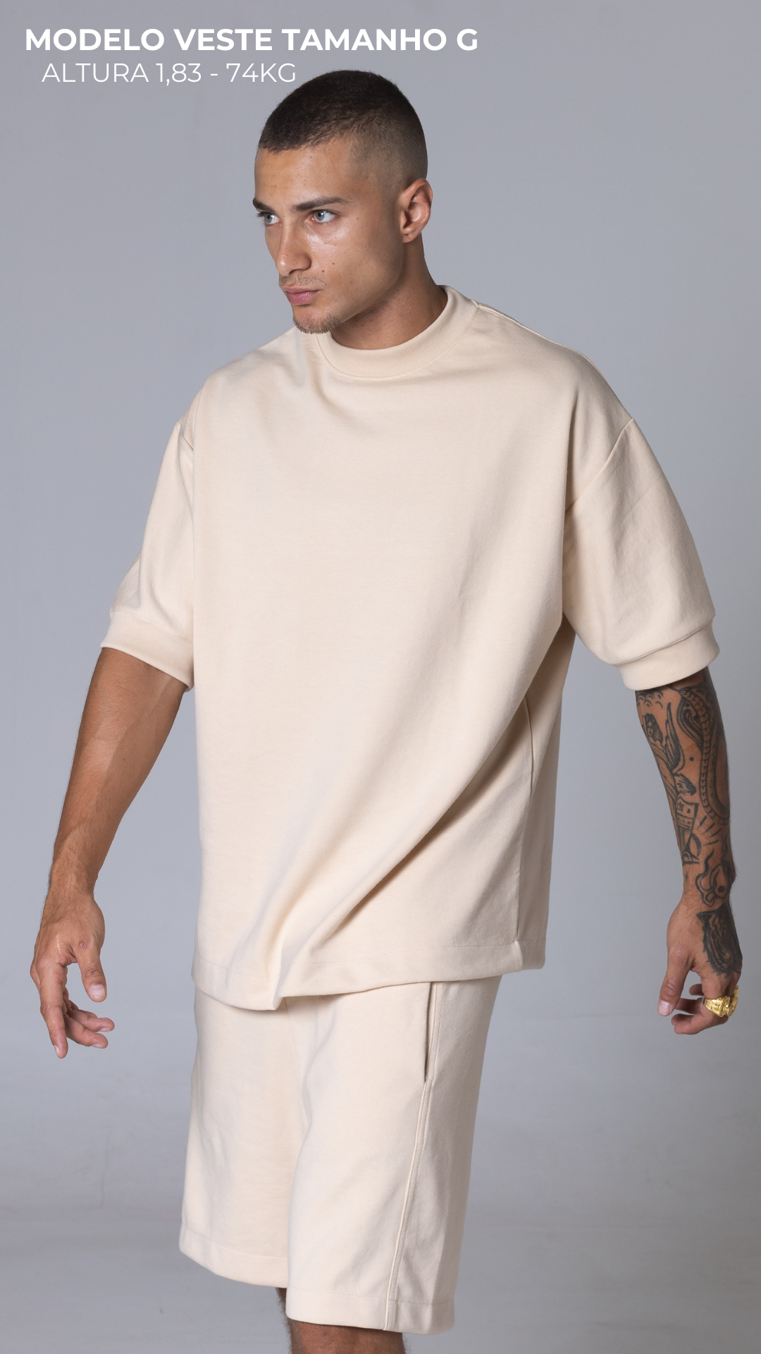 CONJUNTO MOLETOM REGULAR FIT CREAM