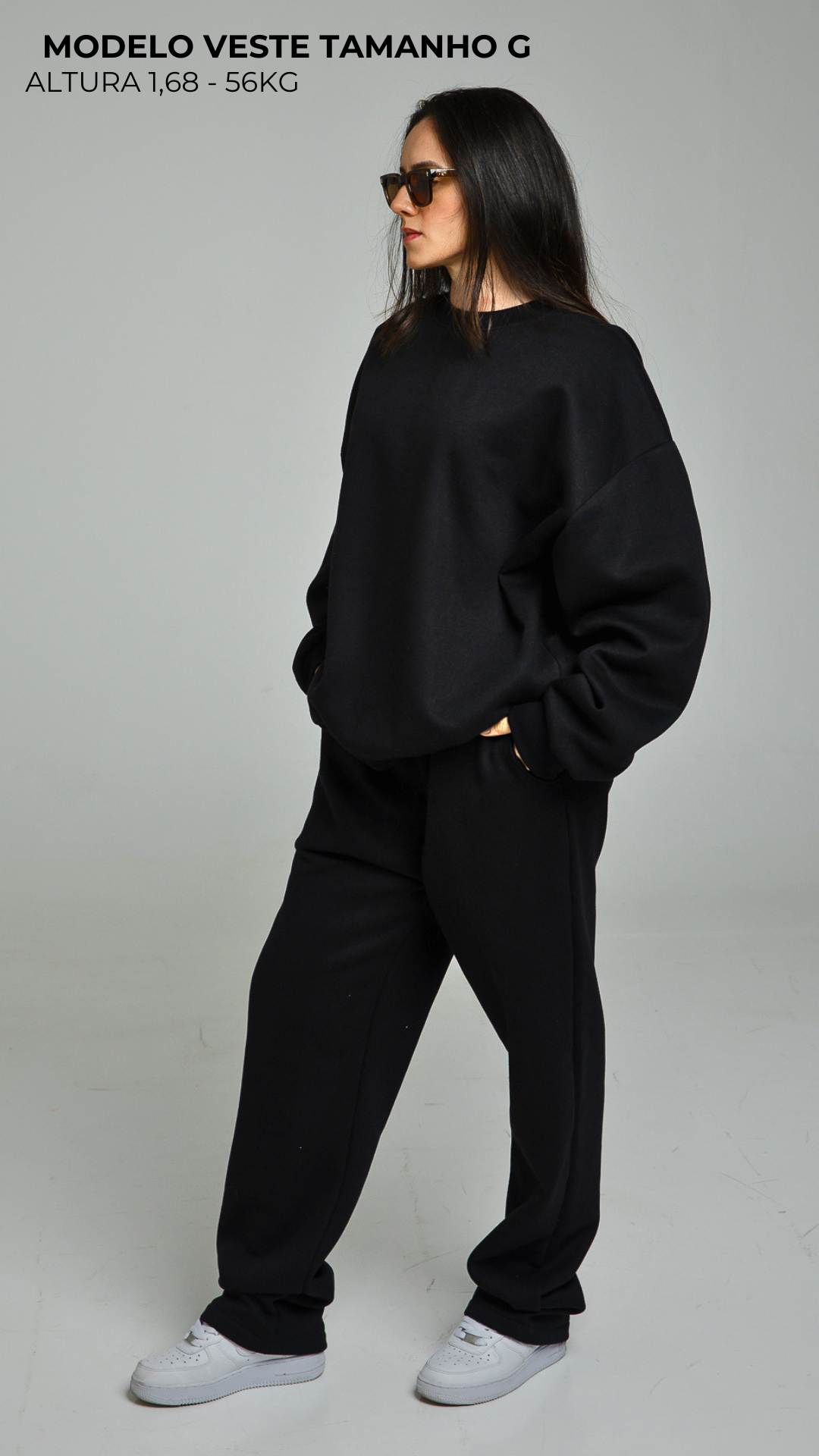 BLUSA DE MOLETOM FEMININA PRETA SEM TOUCA