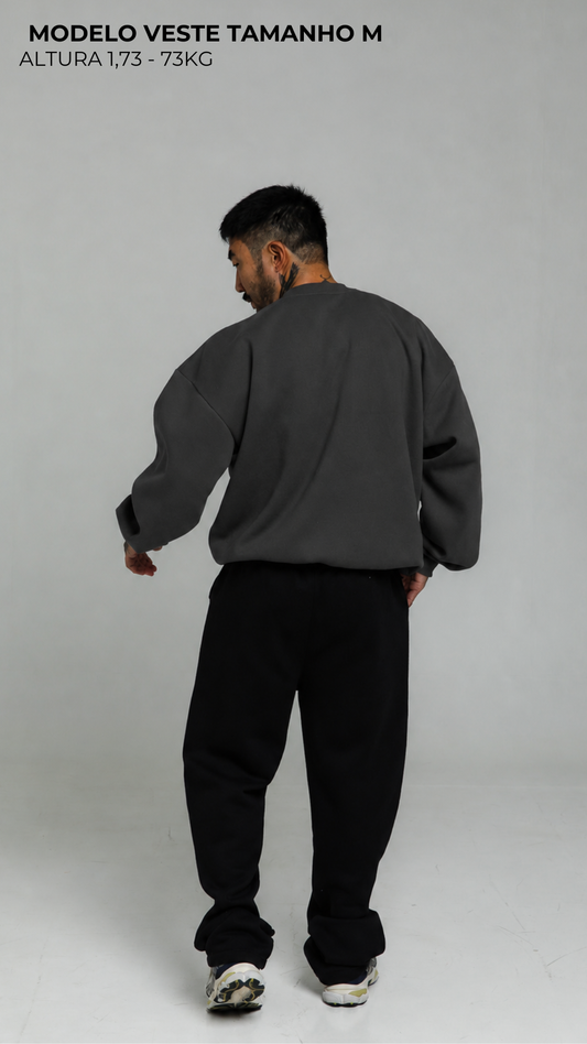 BLUSA DE MOLETOM CINZA ASFALTO SEM TOUCA