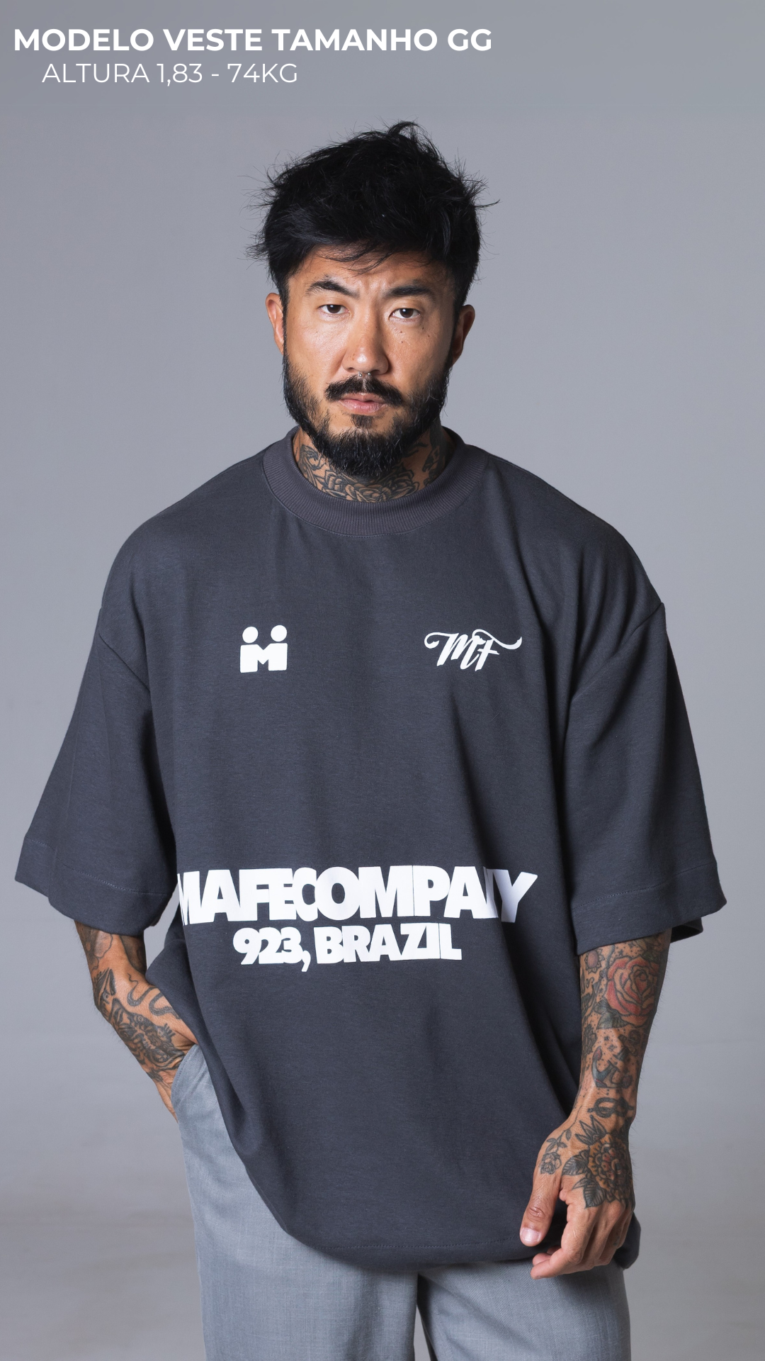 CAMISETA OVERSIZED SPORTCORE CINZA ASFALTO