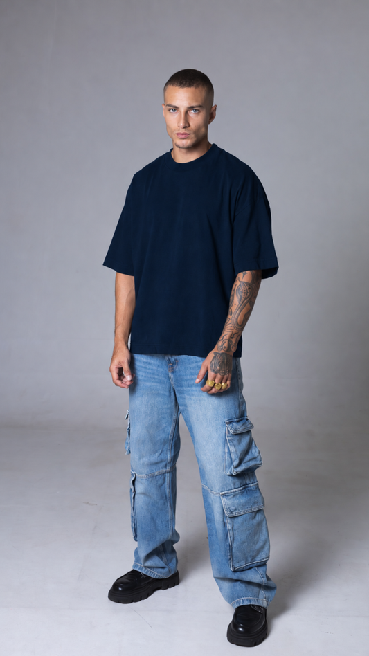CAMISETA BOXY OVERSIZED AZUL NAVAL