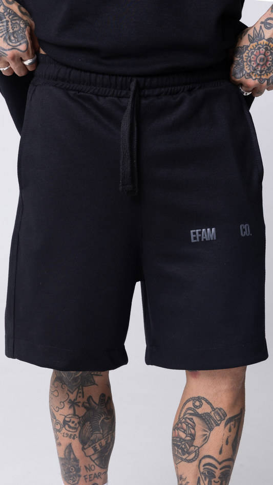 BERMUDA MOLETOM PRETA COM ELASTICO EFMA CO