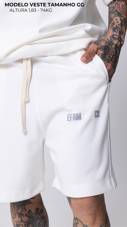 BERMUDA MOLETOM LISA OFF WHITE COM ELASTICO