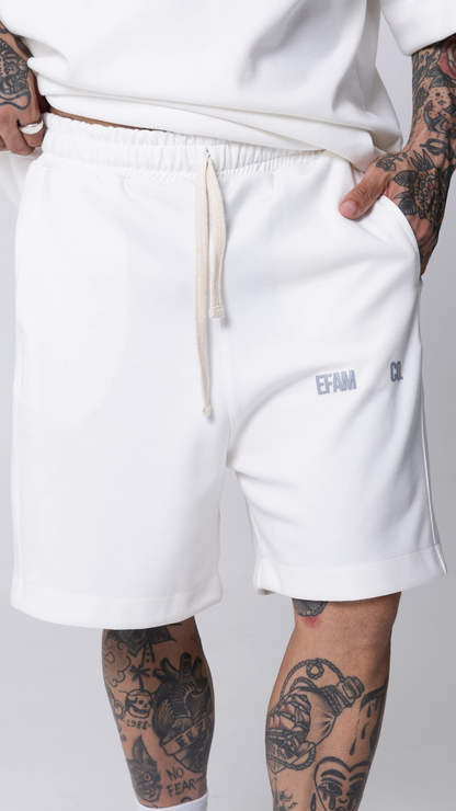 BERMUDA MOLETOM LISA OFF WHITE COM ELASTICO