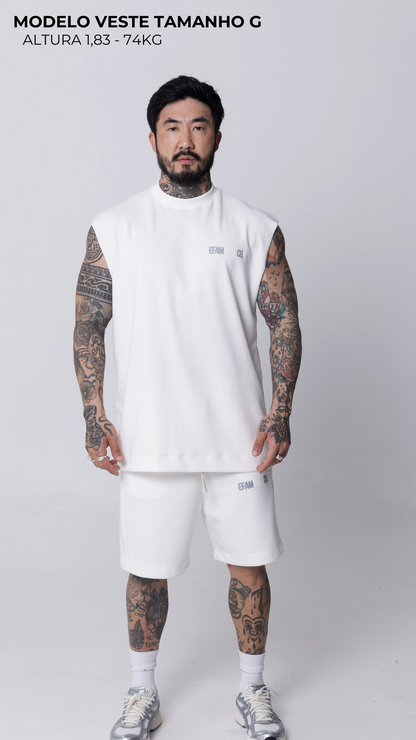 BERMUDA MOLETOM LISA OFF WHITE COM ELASTICO
