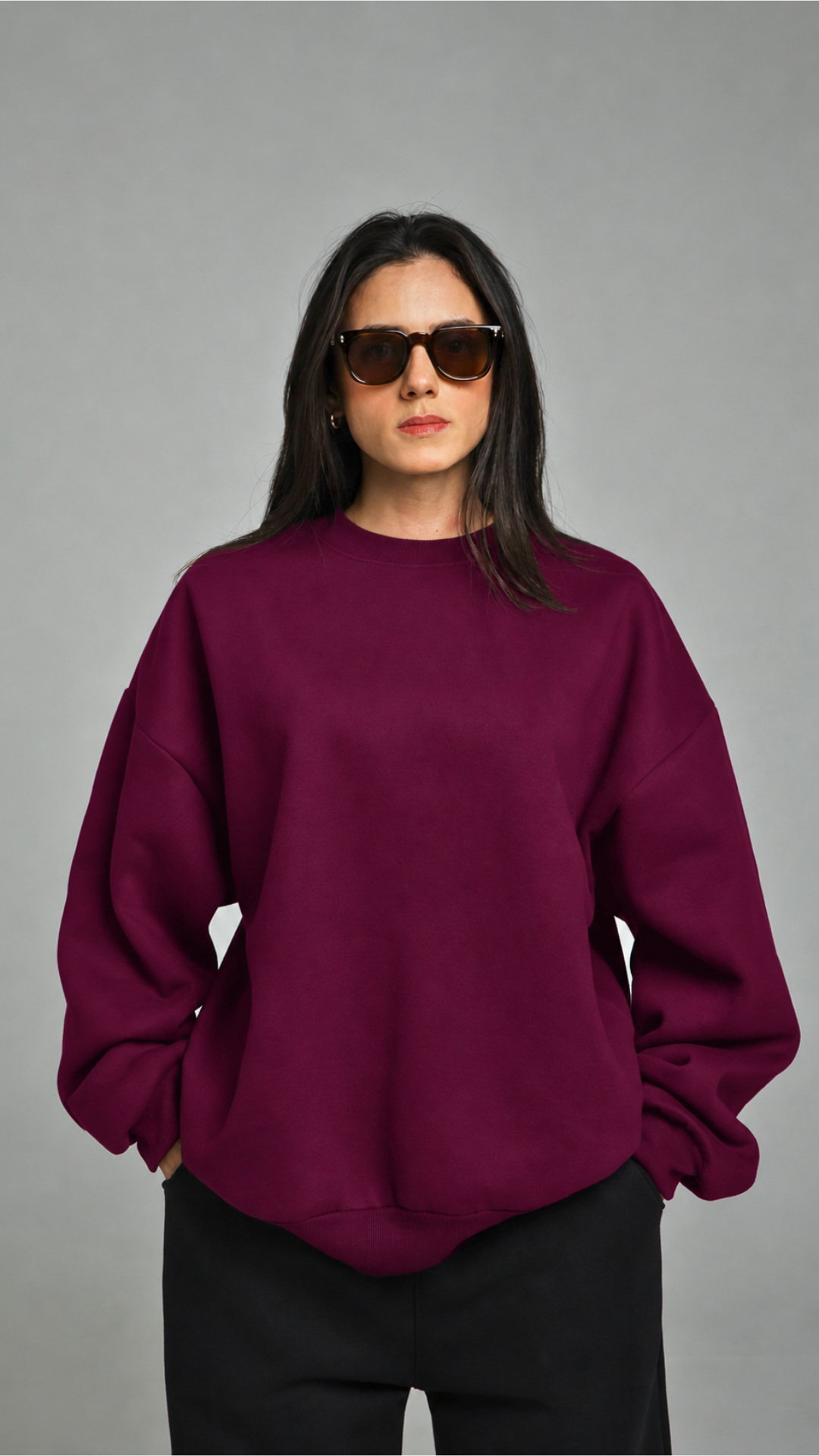 BLUSA DE MOLETOM FEMININA MARSALA SEM TOUCA