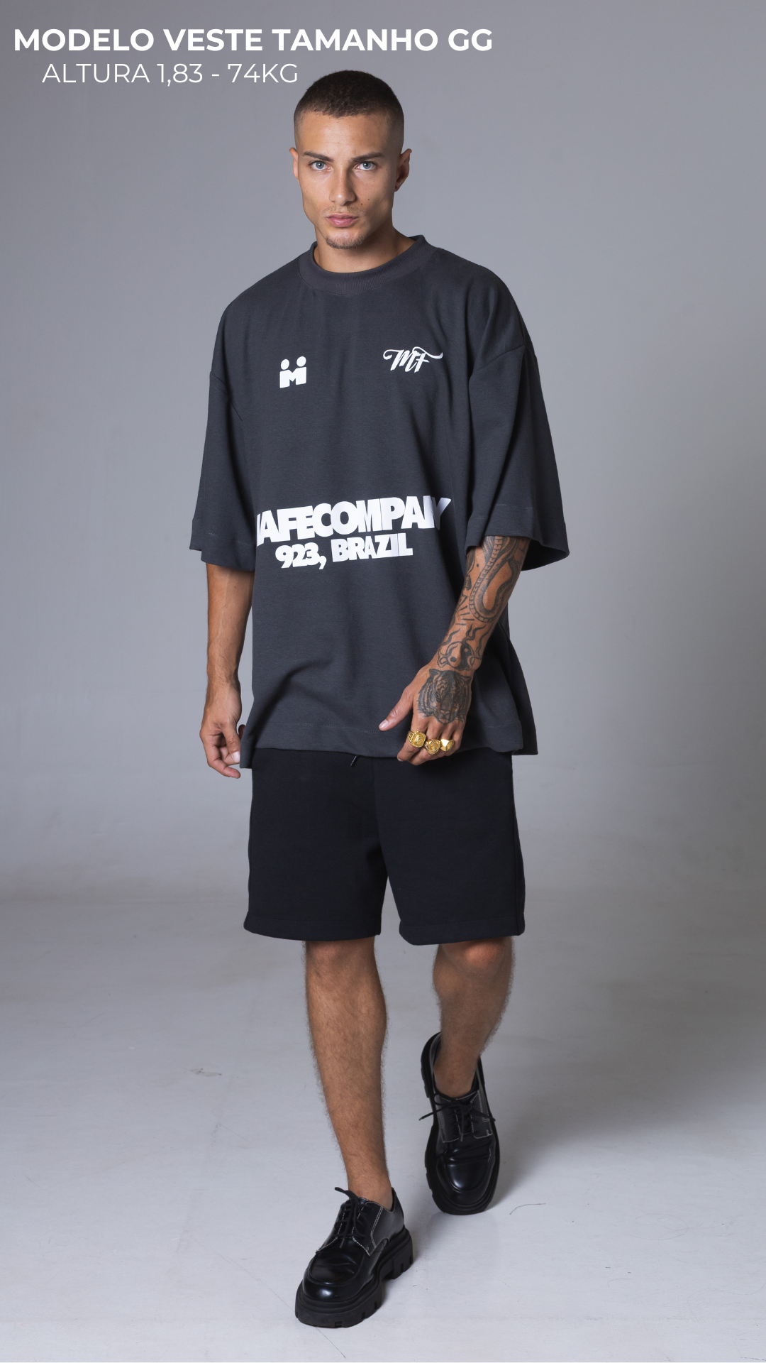 CAMISETA OVERSIZED SPORTCORE CINZA ASFALTO