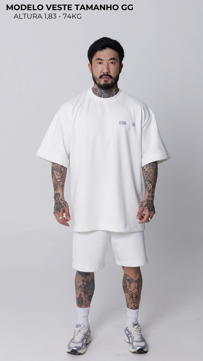 BERMUDA MOLETOM LISA OFF WHITE COM ELASTICO