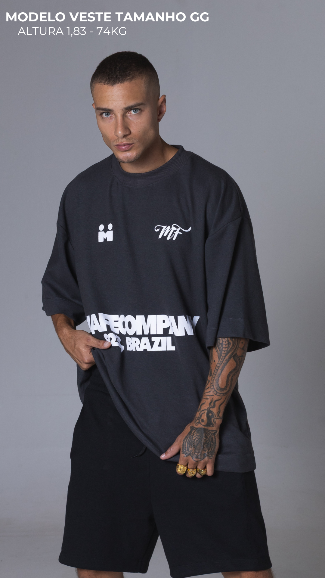 CAMISETA OVERSIZED SPORTCORE CINZA ASFALTO