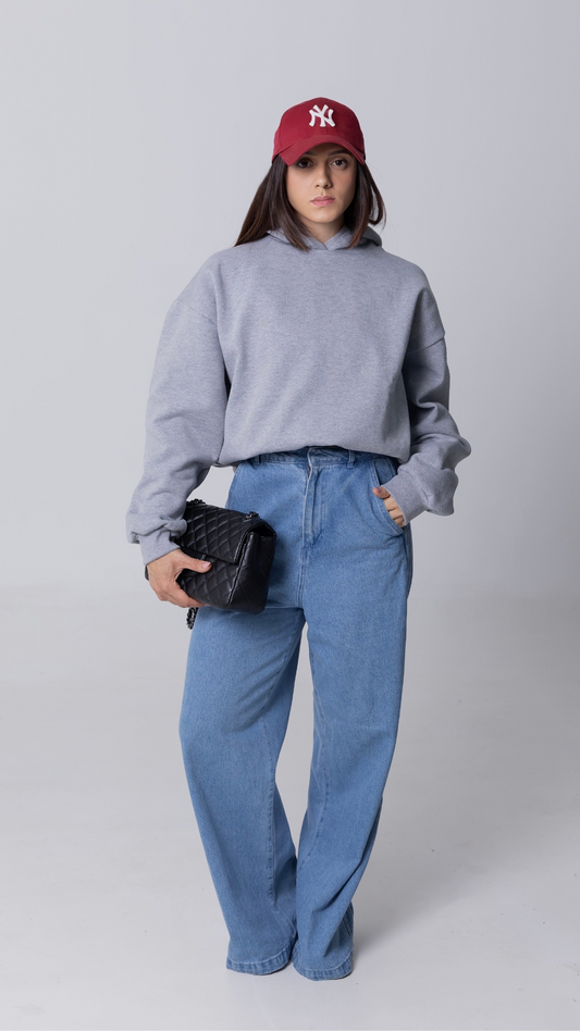 BLUSA DE MOLETOM CINZA MESCLA