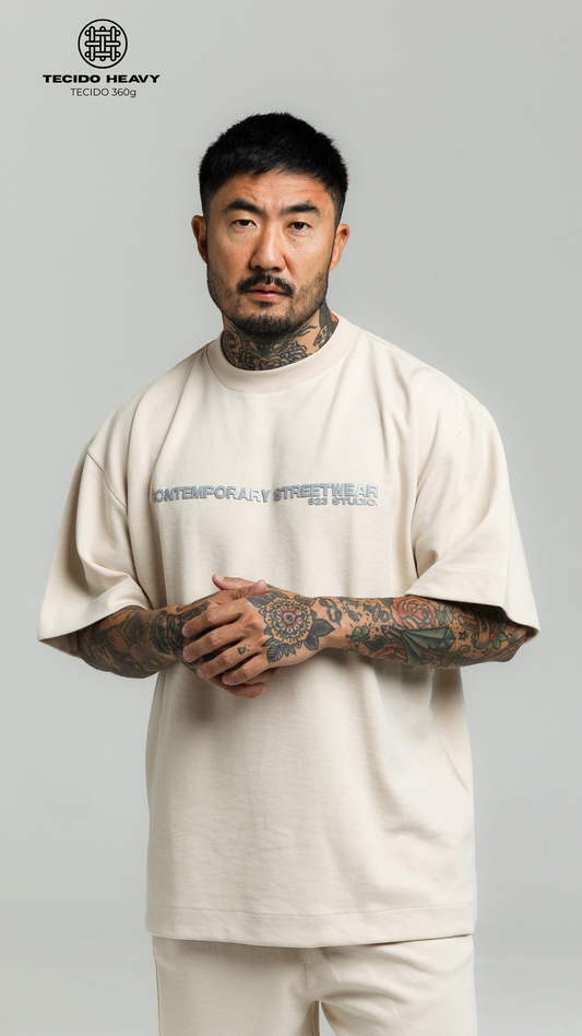 CAMISETA OVERSIZED HEAVY EDITION — CREAM CONTEMPORARY