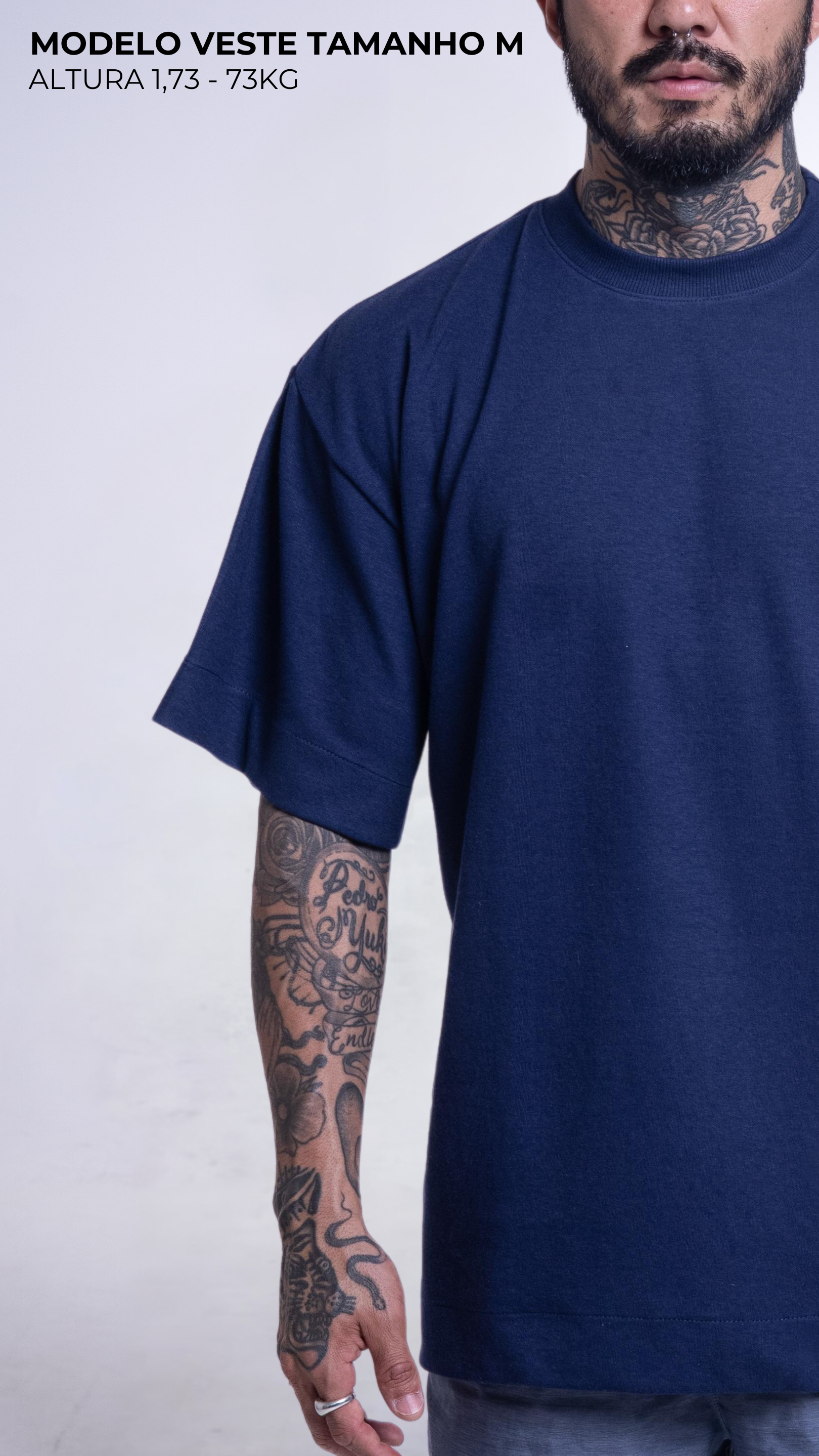 KIT 3 CAMISETAS  OVERSIZED  MASCULINAS CINZA ASFALTO, VANILLA E AZUL MARINHO