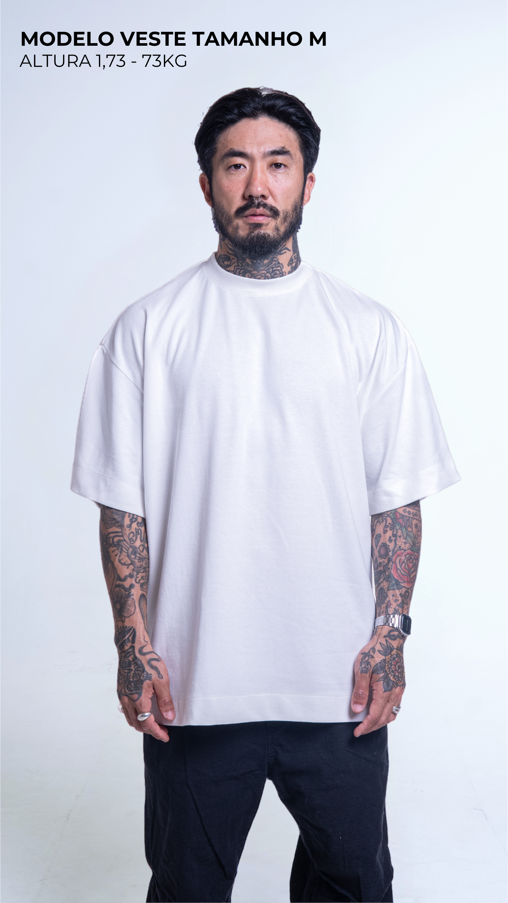 KIT 3 CAMISETAS  OVERSIZED  MASCULINAS OFF WHITE