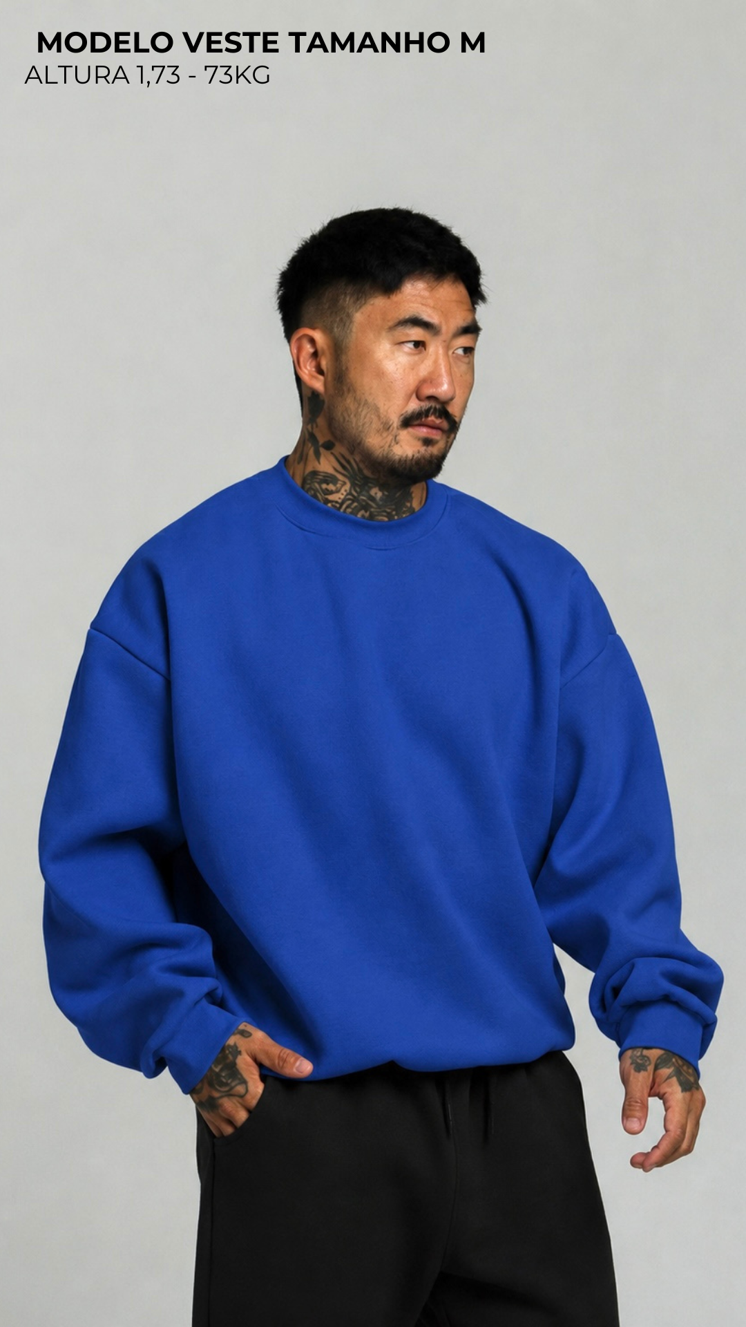 BLUSA DE MOLETOM AZUL BIC SEM TOUCA