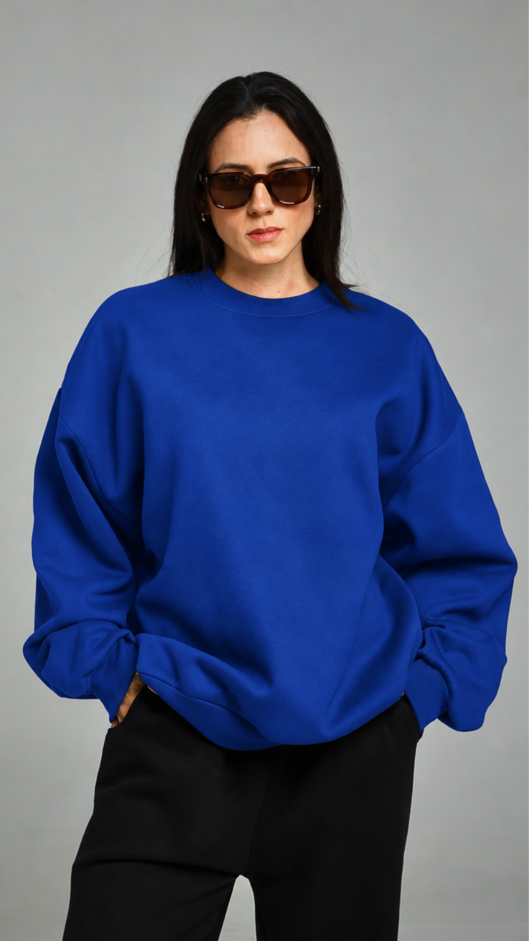 BLUSA DE MOLETOM FEMININA AZUL BIC SEM TOUCA
