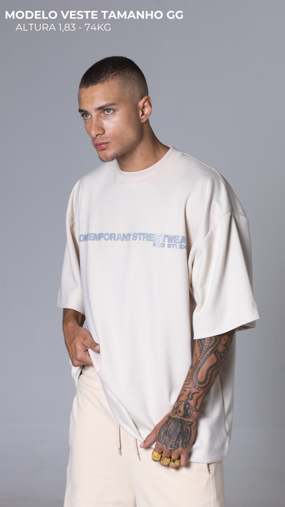 CAMISETA OVERSIZED MOLETOM STREETWEAR CONTEMPORANY VANILLA