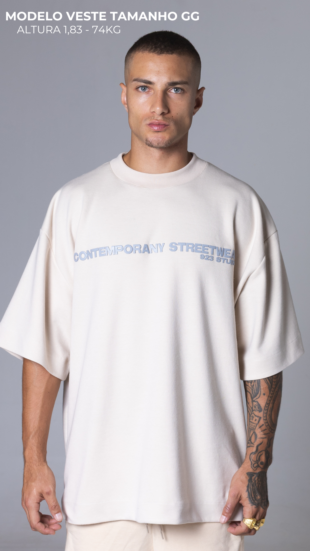 CAMISETA OVERSIZED MOLETOM STREETWEAR CONTEMPORANY VANILLA