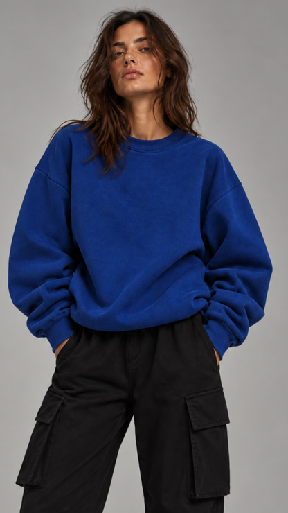 BLUSA DE MOLETOM FEMININA AZUL BIC SEM TOUCA