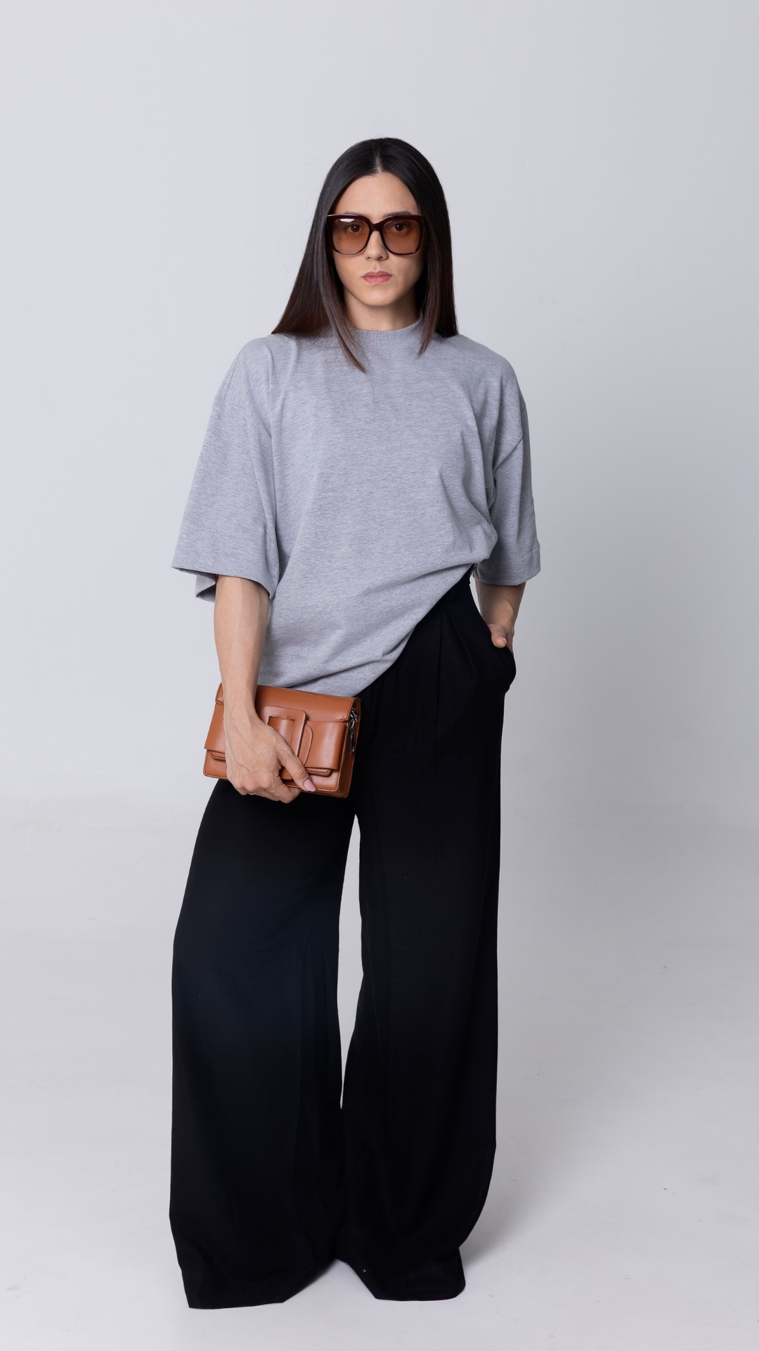 CAMISETA OVERSIZED FEMININA CINZA MESCLA