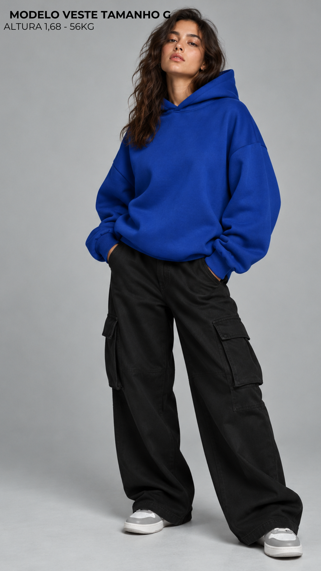 BLUSA DE MOLETOM FEMININA AZUL BIC COM TOUCA