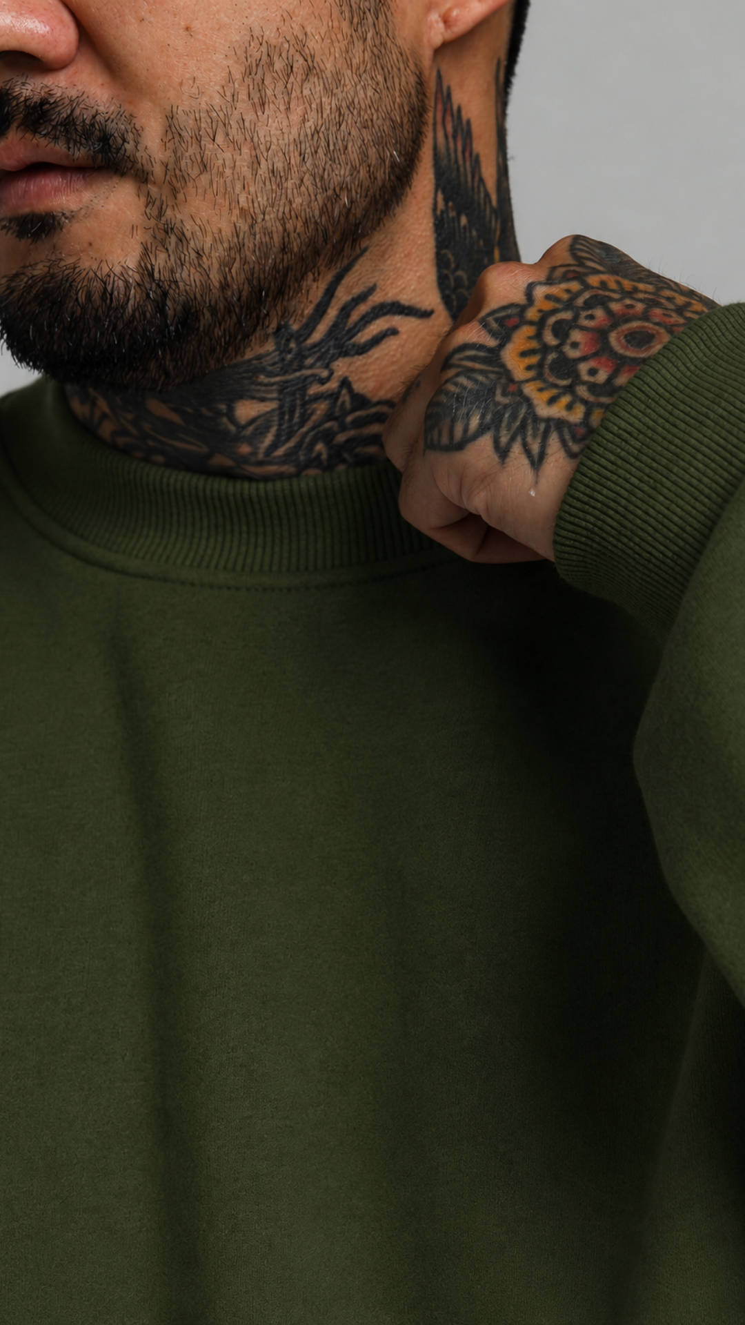 BLUSA DE MOLETOM VERDE AZEITONA SEM TOUCA