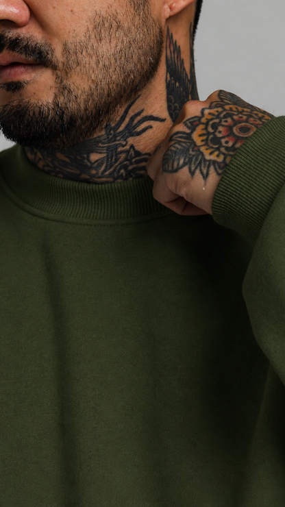 BLUSA DE MOLETOM VERDE AZEITONA SEM TOUCA