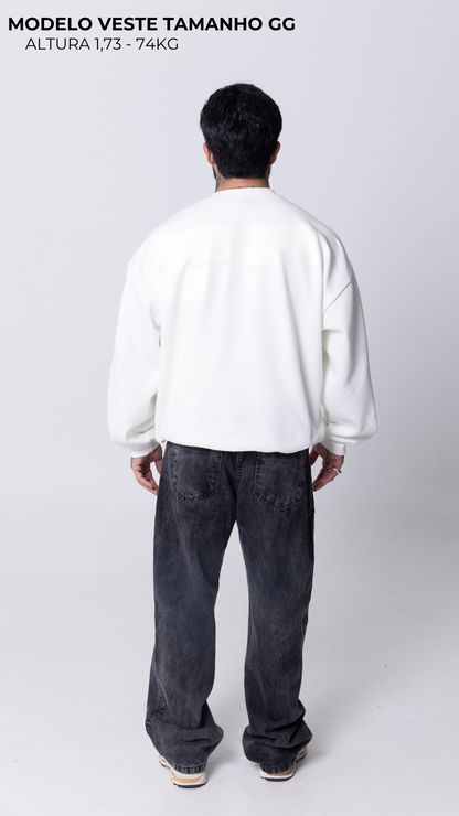 BLUSA DE MOLETOM OFF WHITE