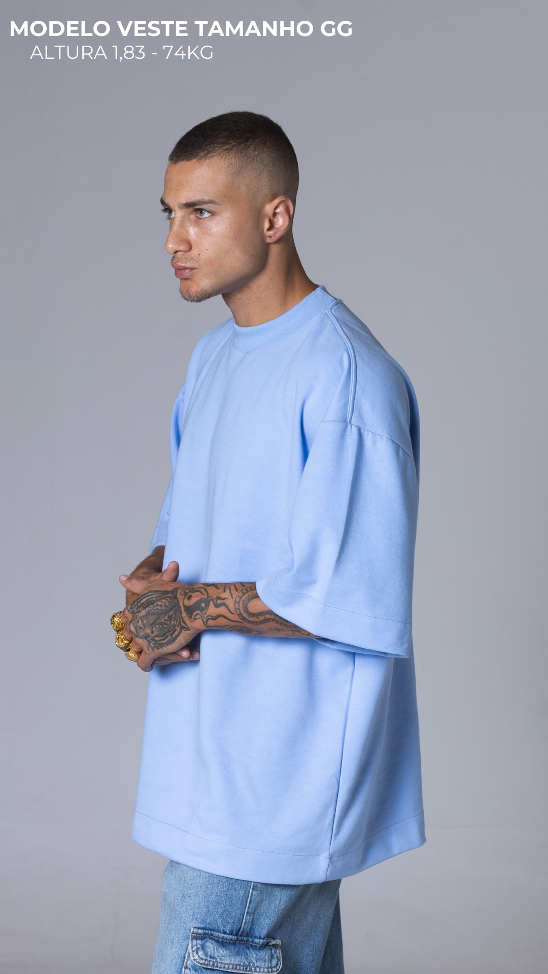 CAMISETA OVERSIZED MOLETOM AZUL