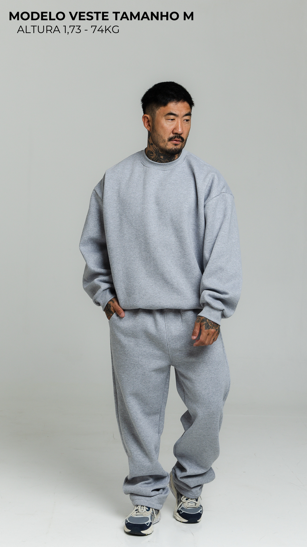 CONJUNTO DE MOLETOM CINZA MESCLA SEM TOUCA