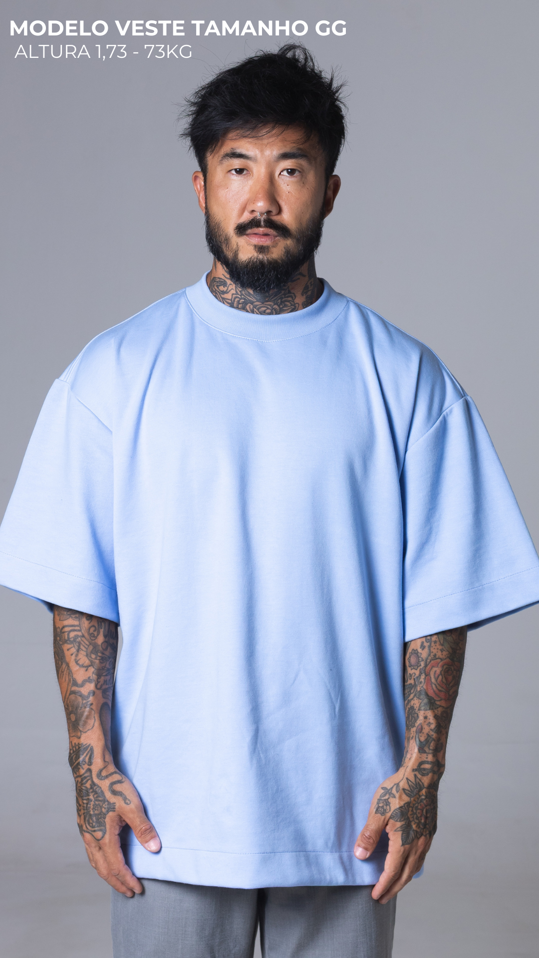 CAMISETA OVERSIZED MOLETOM AZUL