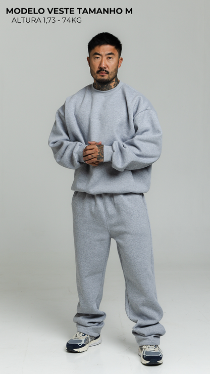 CALÇA DE MOLETOM CINZA MESCLA