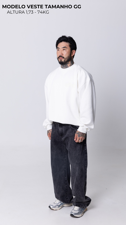 BLUSA DE MOLETOM OFF WHITE