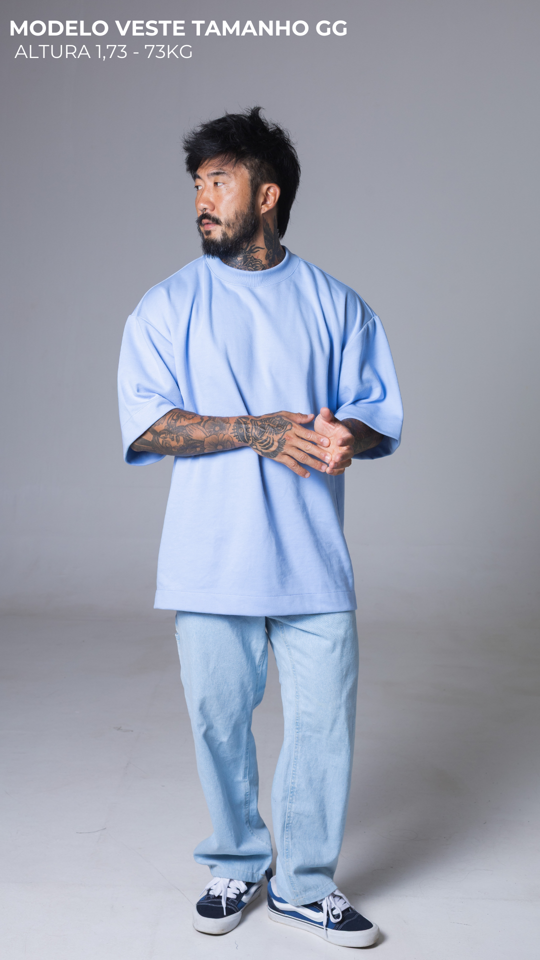 CAMISETA OVERSIZED MOLETOM AZUL