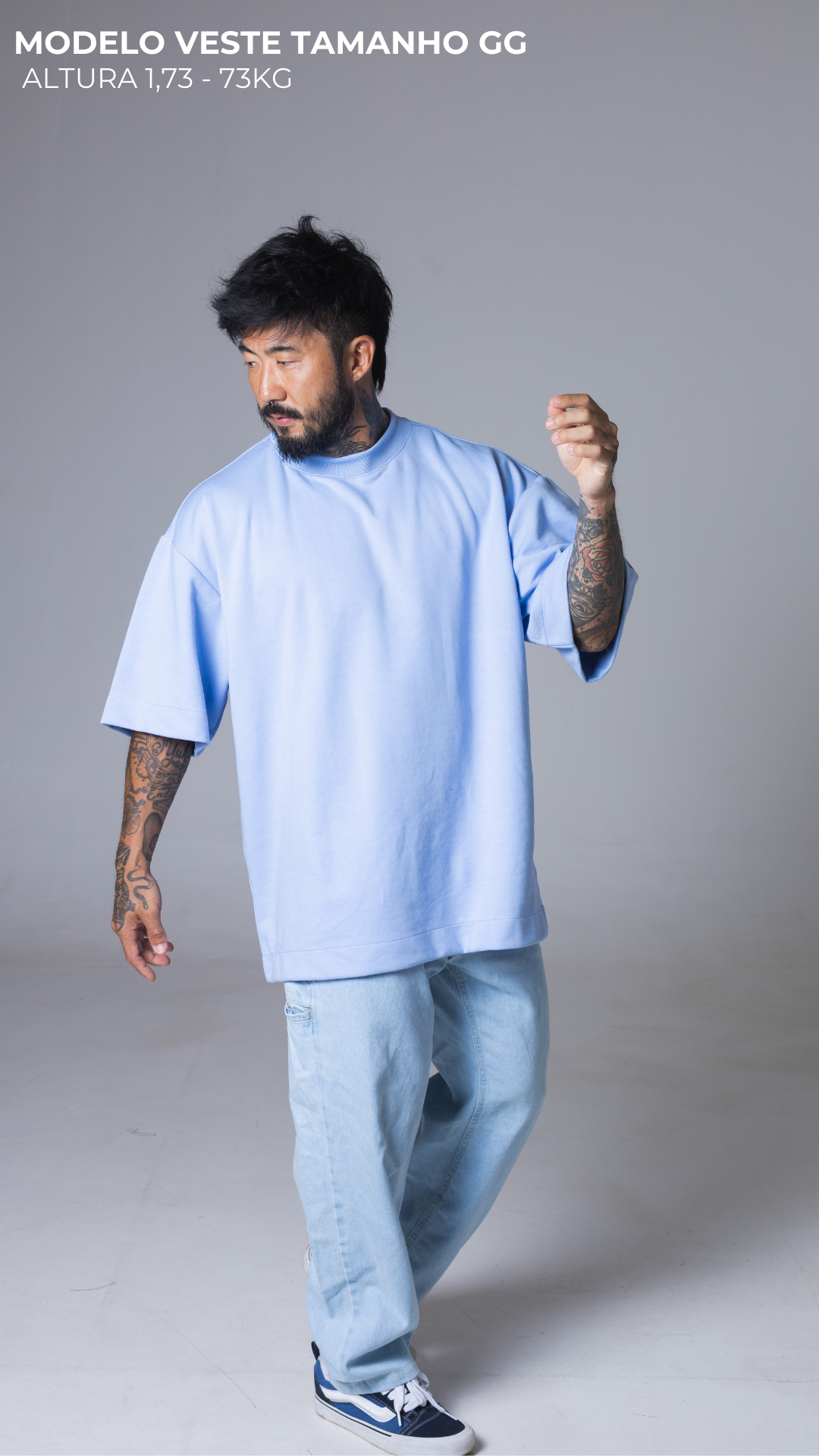 CAMISETA OVERSIZED MOLETOM AZUL