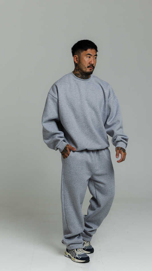 CONJUNTO DE MOLETOM CINZA MESCLA SEM TOUCA