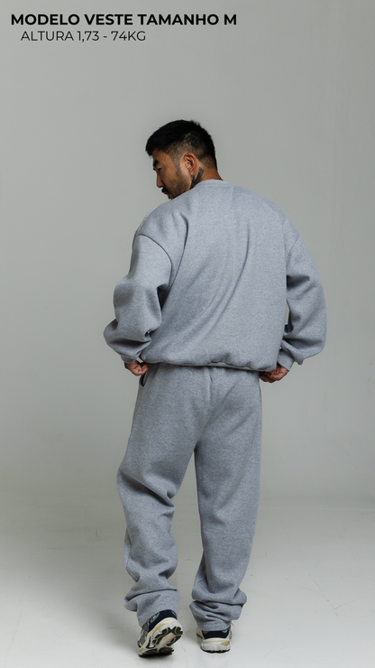 CONJUNTO DE MOLETOM CINZA MESCLA SEM TOUCA