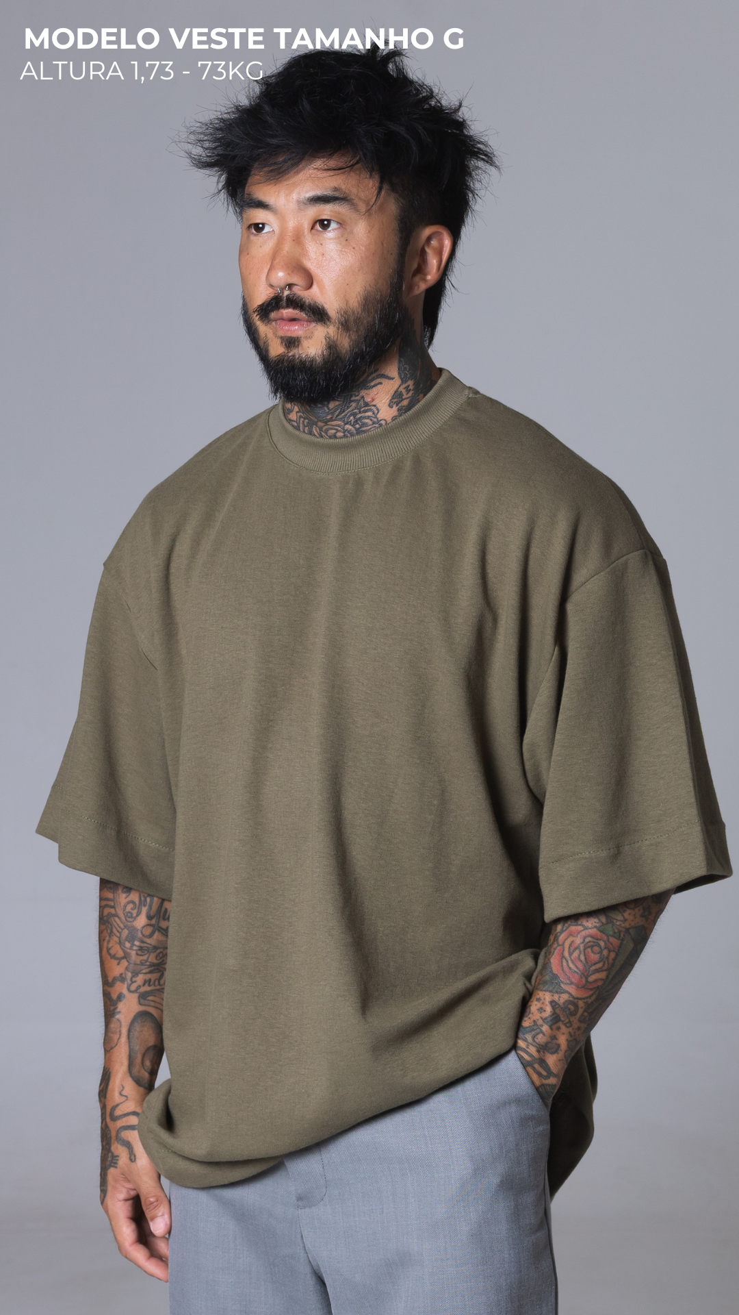 CAMISETA OVERSIZED VERDE AZEITONA