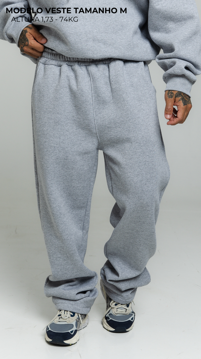 CONJUNTO DE MOLETOM CINZA MESCLA SEM TOUCA