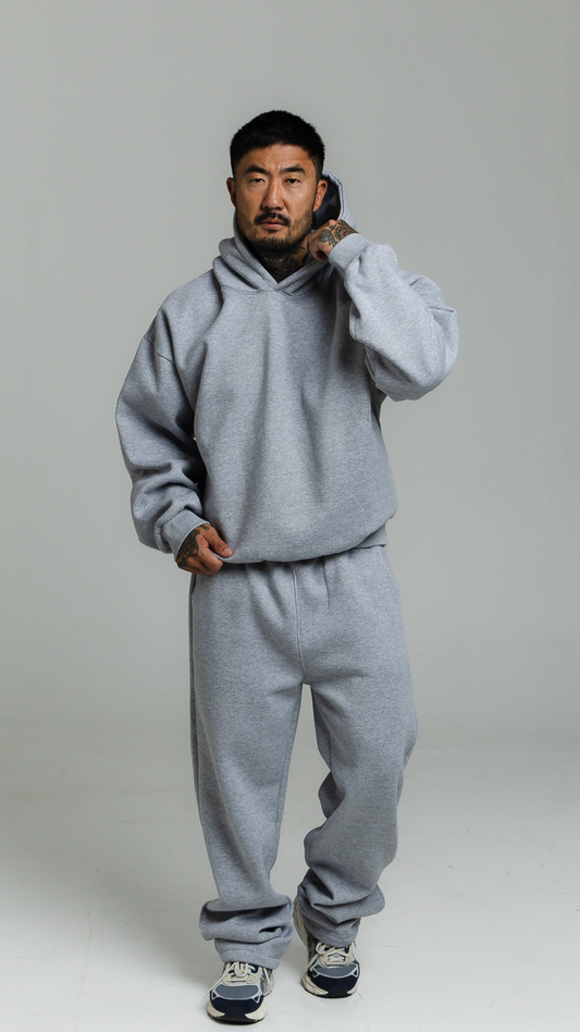 CONJUNTO DE MOLETOM CINZA MESCLA COM TOUCA