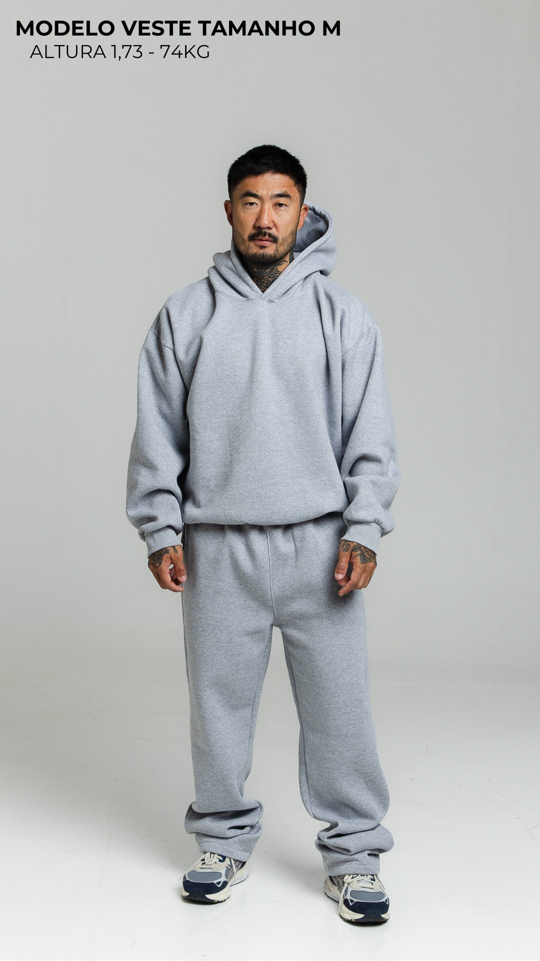 CONJUNTO DE MOLETOM CINZA MESCLA COM TOUCA