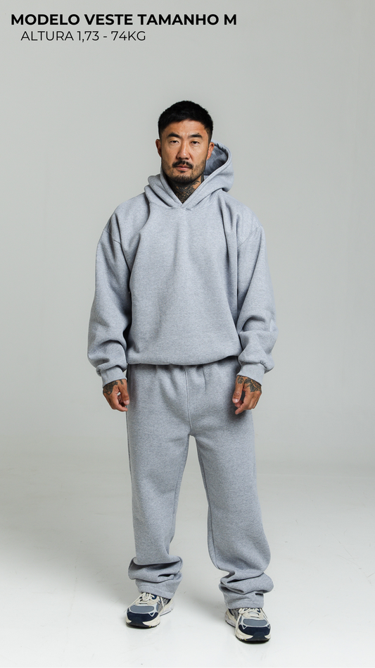 CONJUNTO DE MOLETOM CINZA MESCLA COM TOUCA