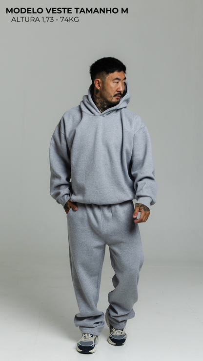 CONJUNTO DE MOLETOM CINZA MESCLA COM TOUCA