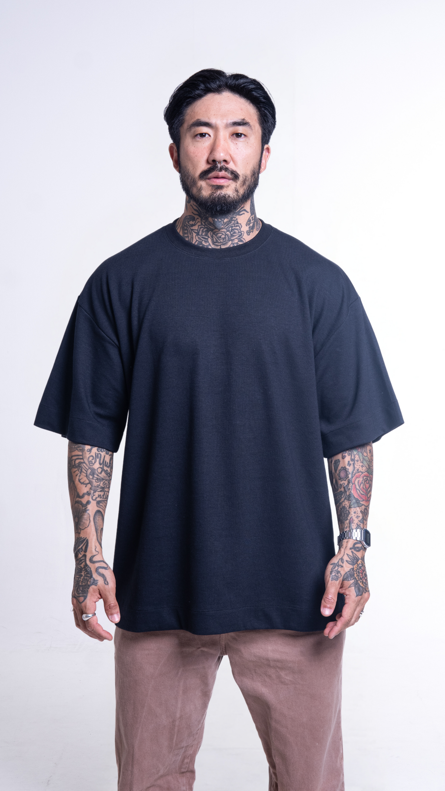 KIT 3 CAMISETAS  OVERSIZED  MASCULINAS OFF WHITE, CINZA ASFALTO E PRETA