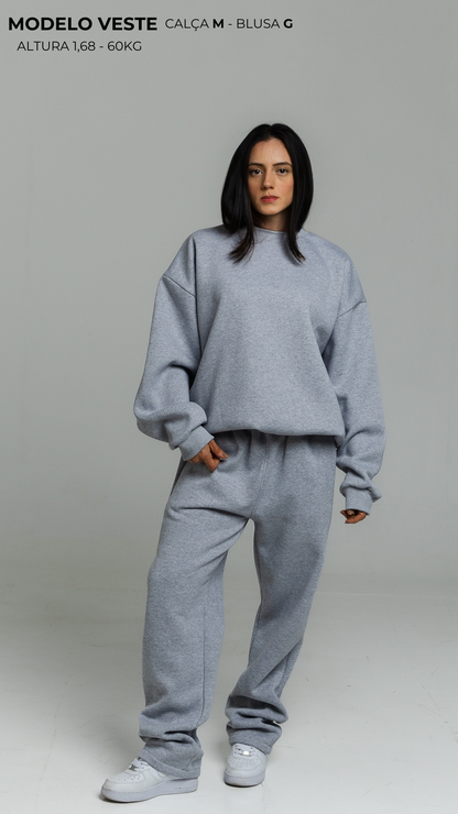 CONJUNTO DE MOLETOM CINZA MESCLA SEM TOUCA