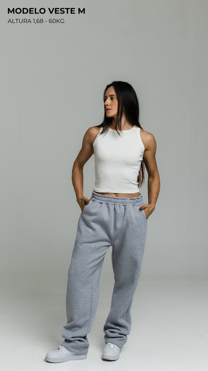 CALÇA DE MOLETOM CINZA MESCLA