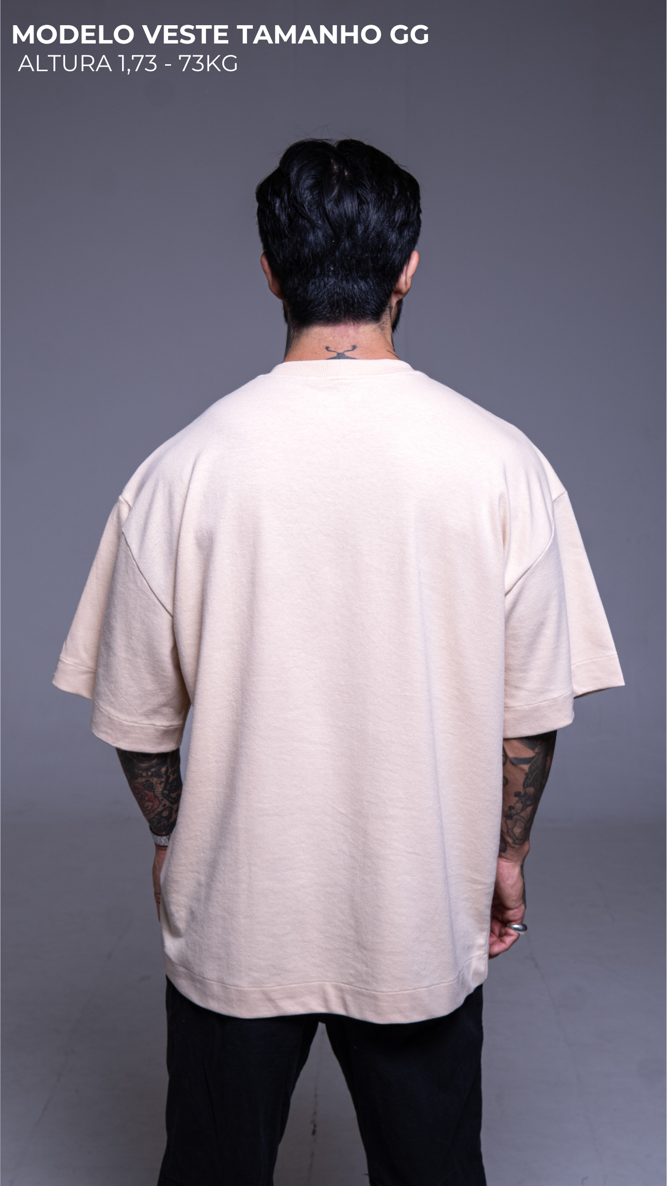 KIT 3 CAMISETAS  OVERSIZED  MASCULINAS VANILLA, OFF WHITE E PRETA