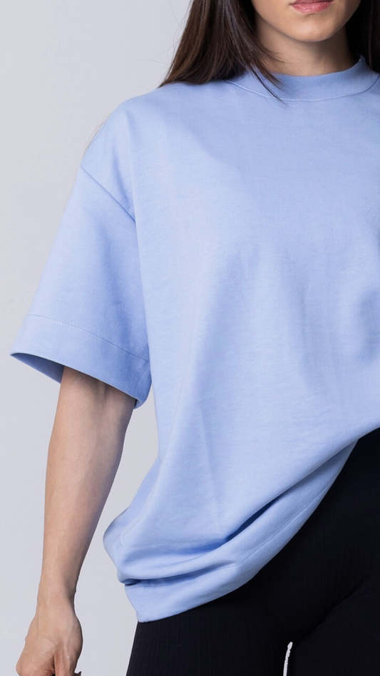 CAMISETA OVERSIZED MOLETOM AZUL CLARA
