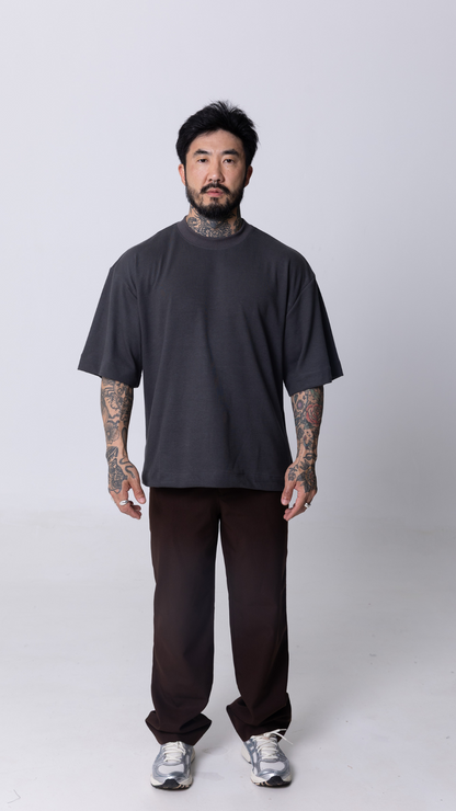 CAMISETA BOXY OVERSIZED CINZA ASFALTO