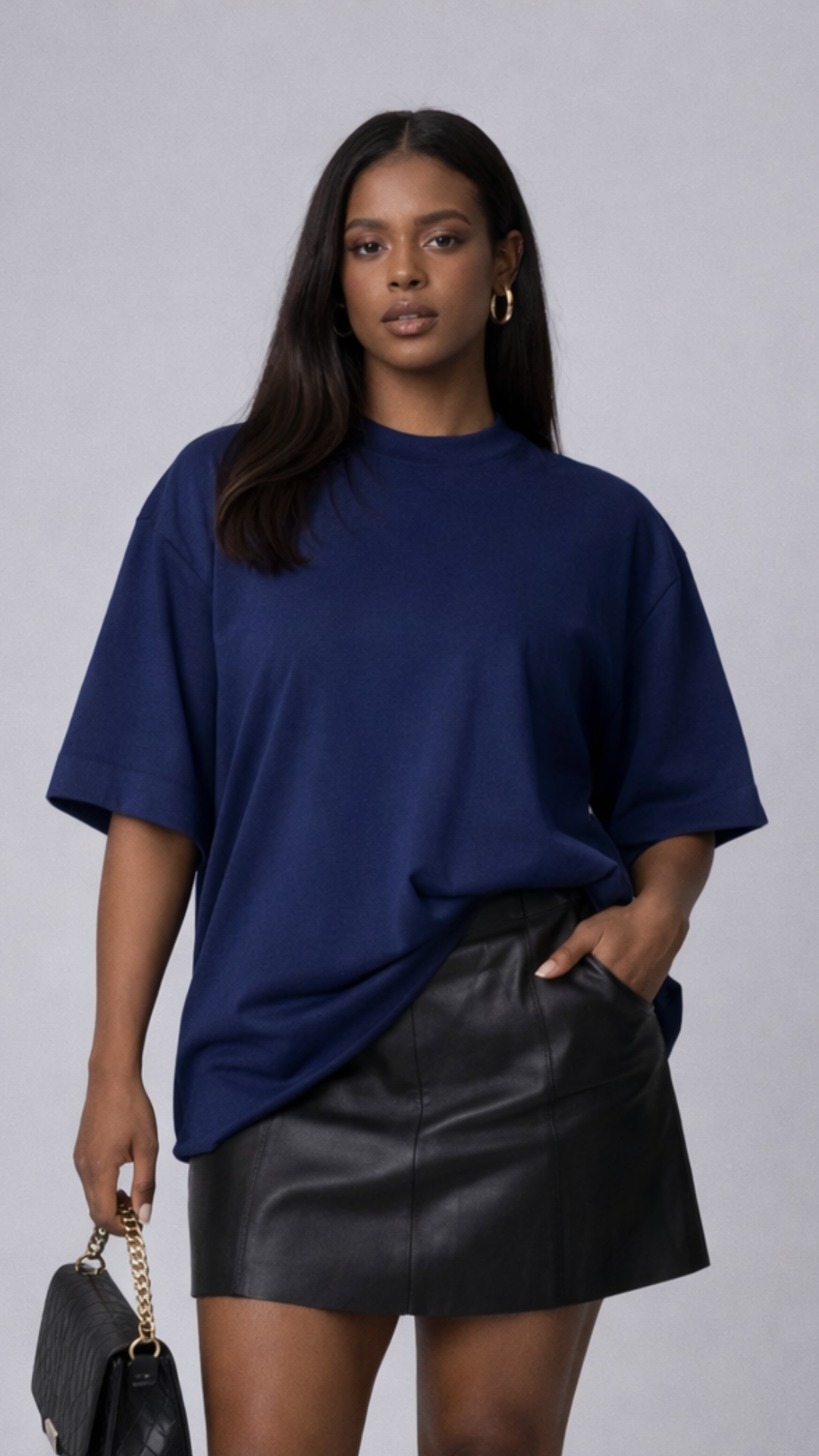 CAMISETA OVERSIZED FEMININA AZUL MARINHO