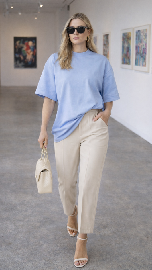 CAMISETA OVERSIZED AZUL CLARA